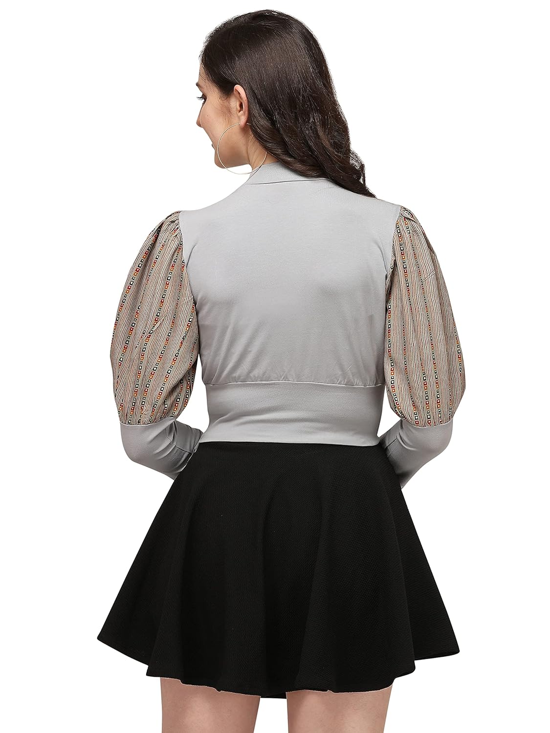 GRECIILOOKS Women Cotton Casual Regular Fit Top (Grey , Large)