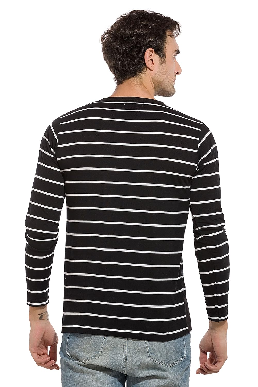 Alan Jones Clothing Men's Cotton Full Sleeves Striped Slim Fit T-Shirt-2