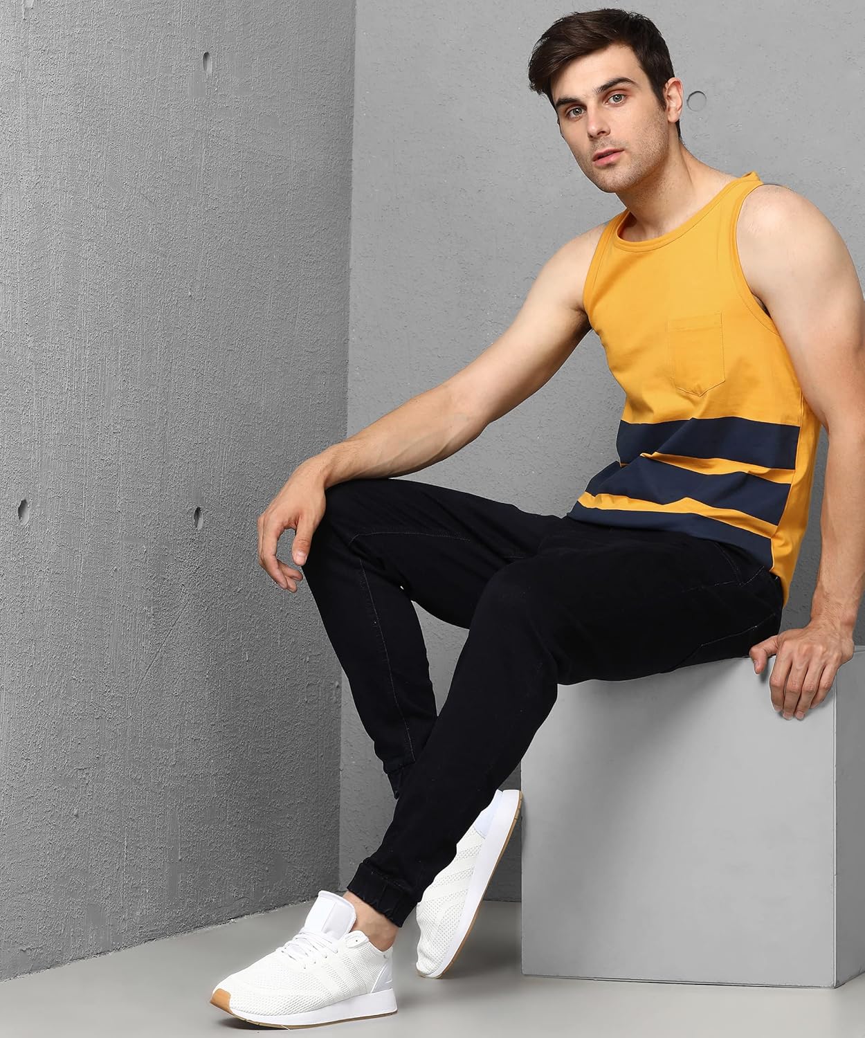 Alan Jones Clothing Men's Cotton Regular Fit Sleeveless T-Shirt-2