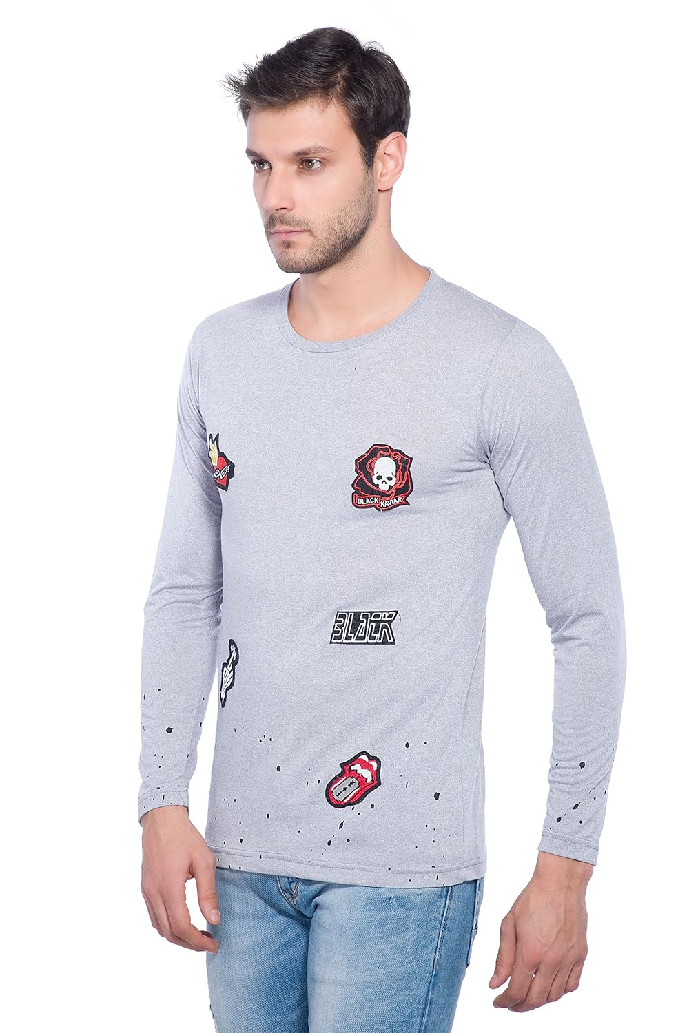 Alan Jones Clothing Men Slim Fit Cotton Badge T-Shirt-3