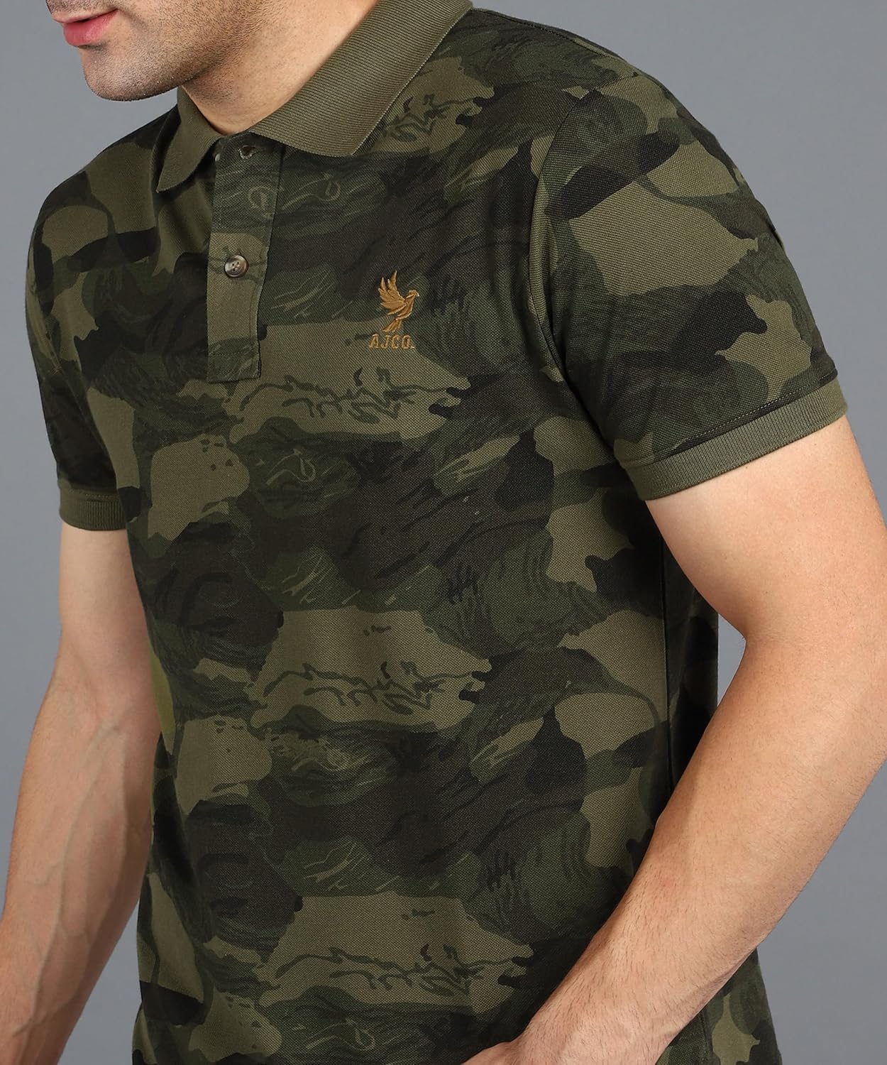 Alan Jones Clothing Men's Slim Fit Printed Collar Neck Polo T-Shirt-6