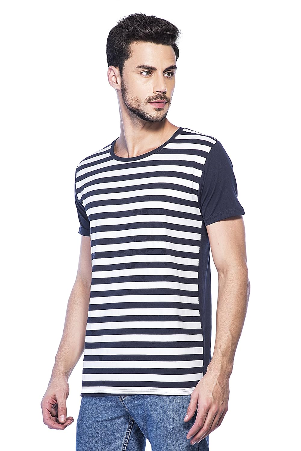 Alan Jones Clothing Men's Slim Fit Striped Cotton T-Shirt-2