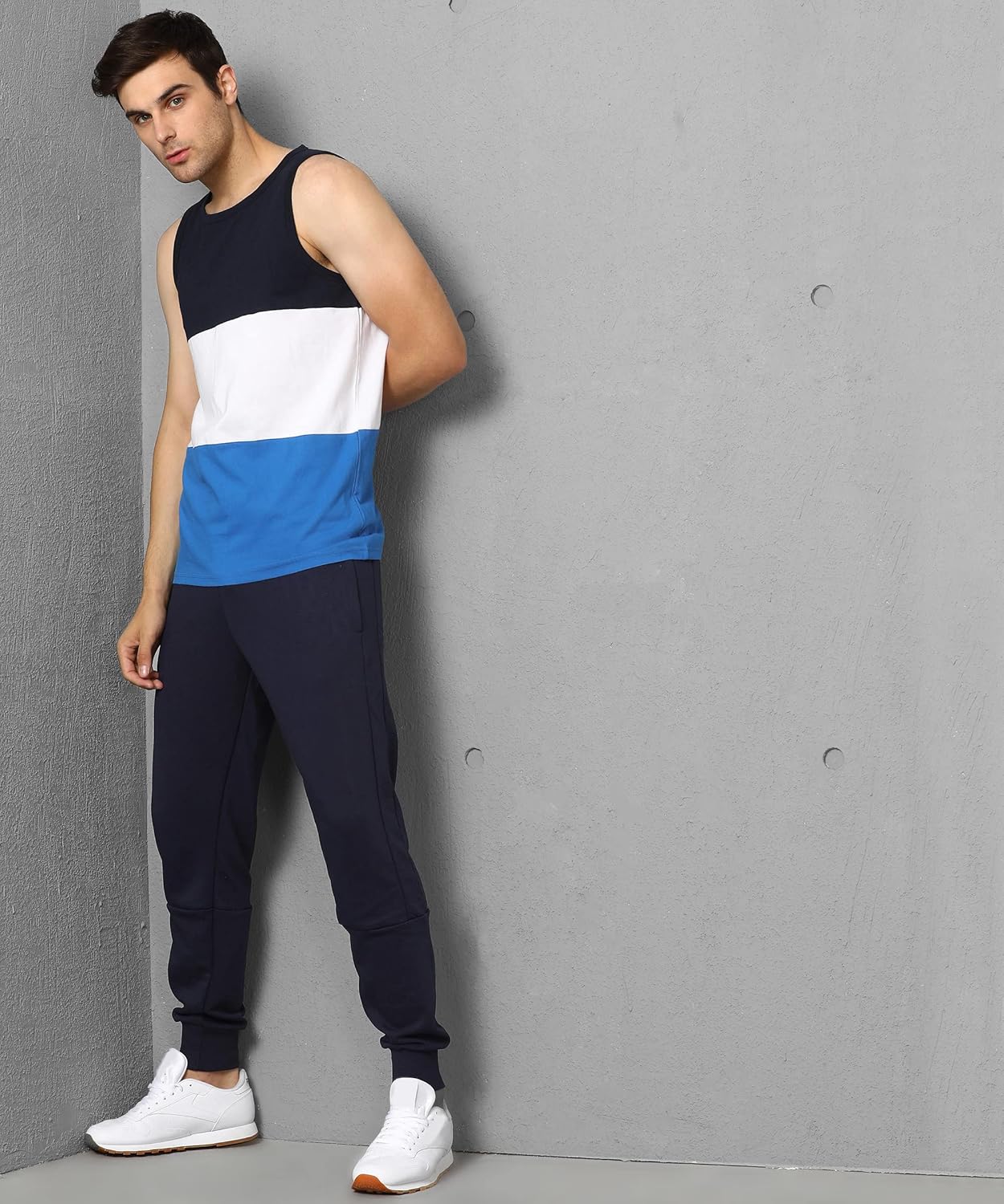 Alan Jones Clothing Men's Cotton Colorblocked Sleeveless Regular Fit T-Shirt-4