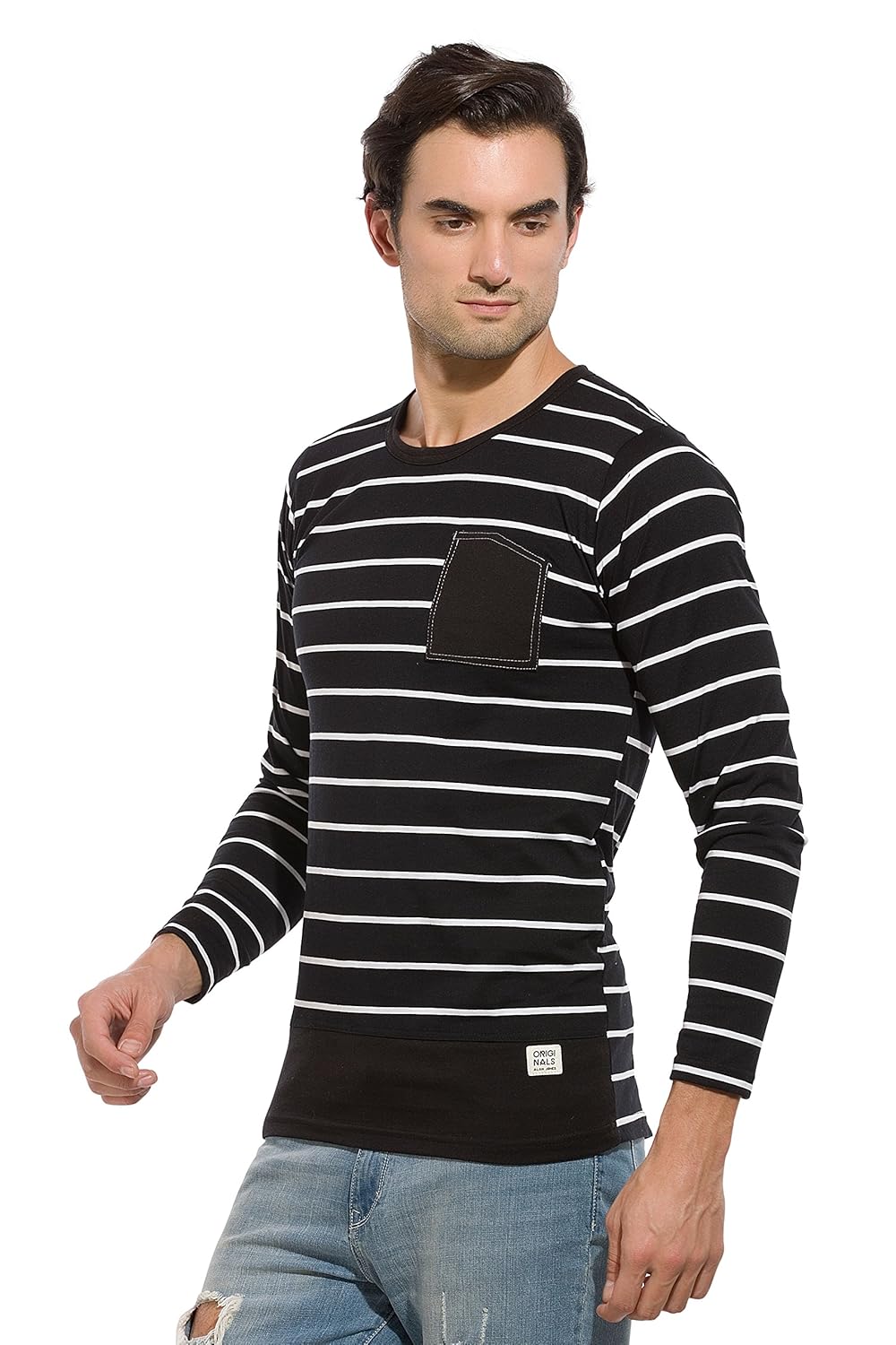 Alan Jones Clothing Men's Cotton Full Sleeves Striped Slim Fit T-Shirt-3