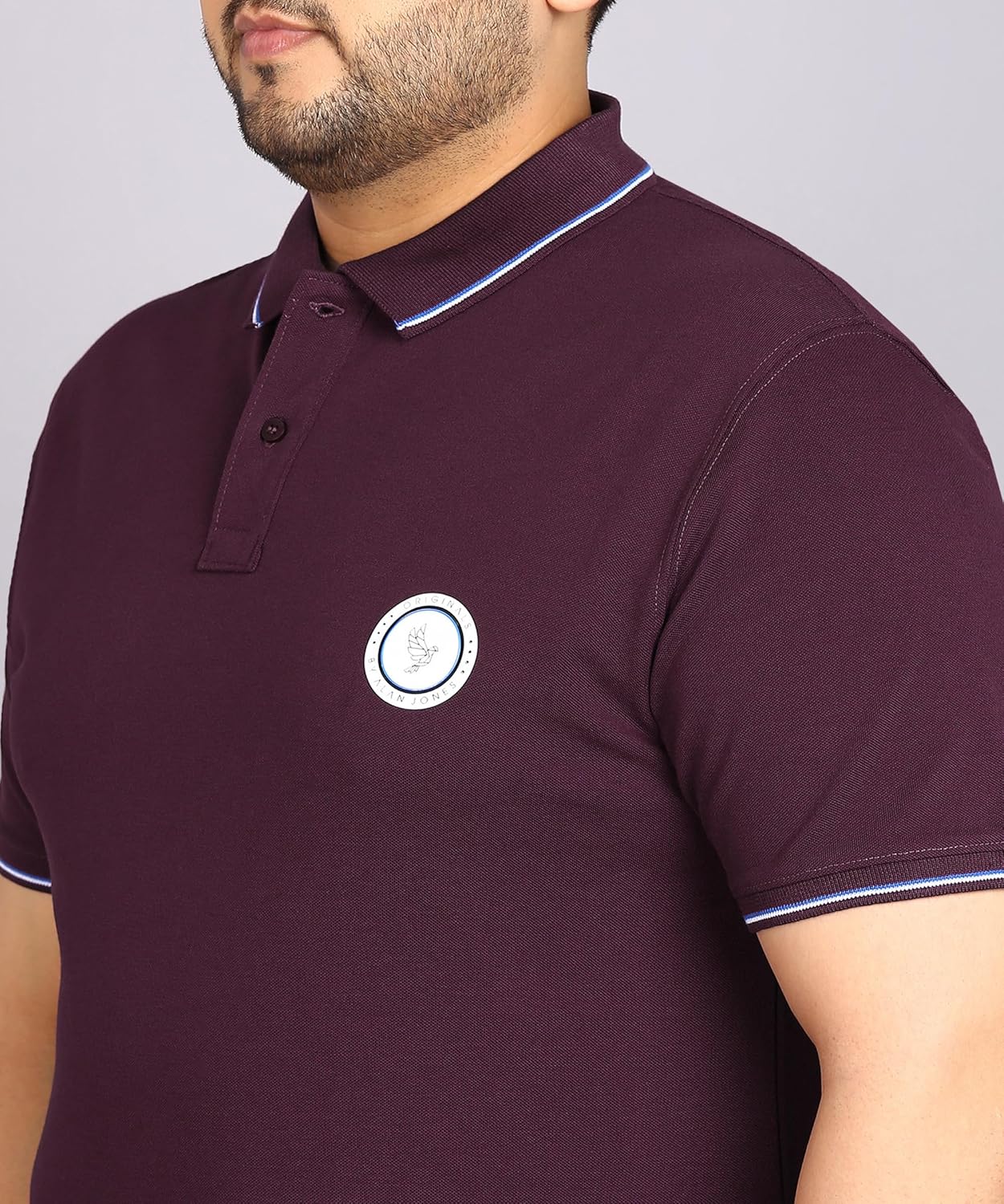 Alan Jones Clothing Colorblock Polo Collar Regular Fit T-Shirt for Plus Size Men-5