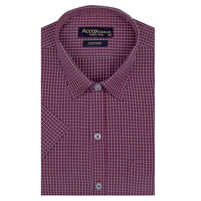 Accox Multicolor Men's 100% Cotton Half Sleeve Checkered Regular Fit Formal Shirt