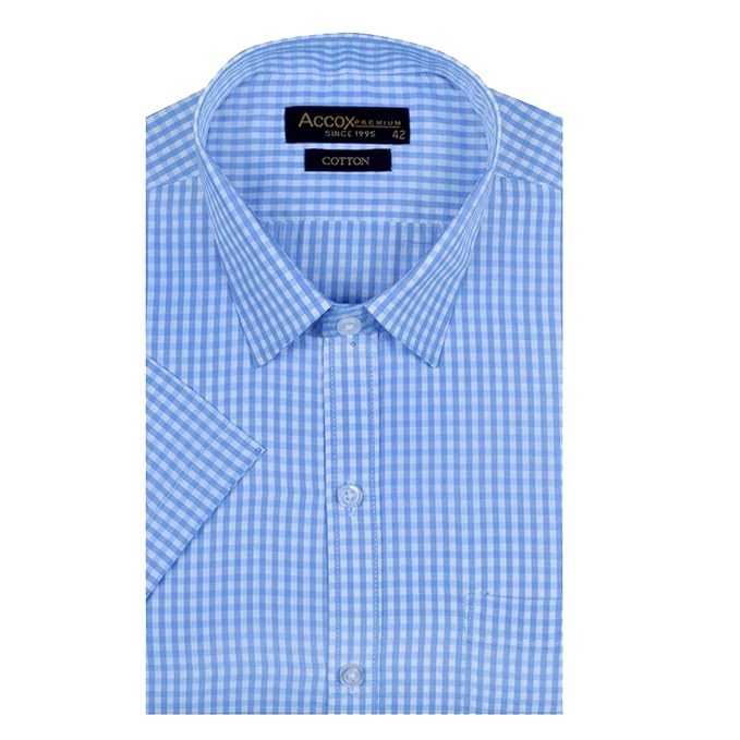 Accox Multicolor Men's 100% Cotton Half Sleeve Checkered Regular Fit Formal Shirt