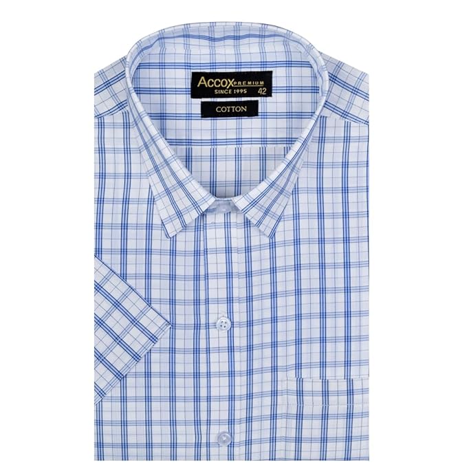Accox Multicolor Men's 100% Cotton Half Sleeve Checkered Regular Fit Formal Shirt