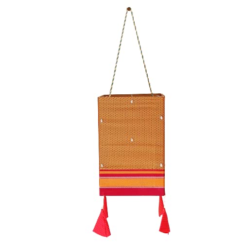 Khun Lantern/Kandil/AkashDiya for Diwali Festive Celebration, Home Decoration. Unique, Trending Handcrafted, Handmade Decor, Foldable Reusable Lamp Shade. Easy To Use. (Golden)