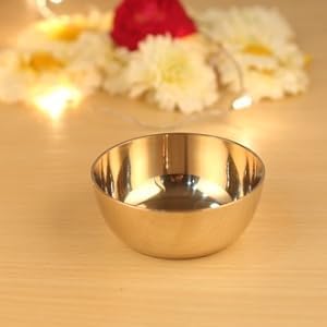 Kanshita's Rasoiware Brass Diya for Puja | Oil Lamp | Small Bowl/Katori 45 ml - Diwali Decoration Items for Home Decor 6 cm, Set of 4