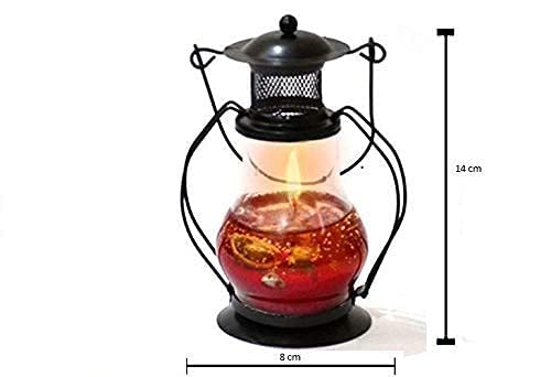 Aura Decor Gel Wax Lantern Hanging Candle | Lalten Gel Filled for Diwali Gift Home Decoration Inside & Outside Use, Multicolor Gel || Home Decor || Anniversary Decoration (7x7x14 CM, Assorted)