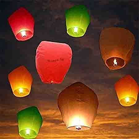 Enamic UK Sky Lanterns Wishing Hot Air Balloon/Flying Night Sky Light Candle for Diwali/Christmas/Birthday/All Festival Multicolor Pack of 5 || G@252
