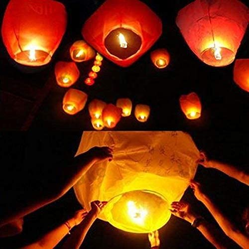 STYLISTY IND Paper Sky Lantern Lamp Light Hot Air Balloon for Special Occasions (Assorted Colour) Pack of 10 Wishing Lanterns for Christmas Diwali (rn014)