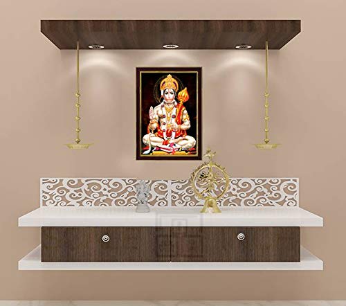 SAF paintings Lord Hanuman Ji SAFR3299 Sparkle Coated Digital Print Painting (13.25 inch x 9.25 inch) SAFR3299