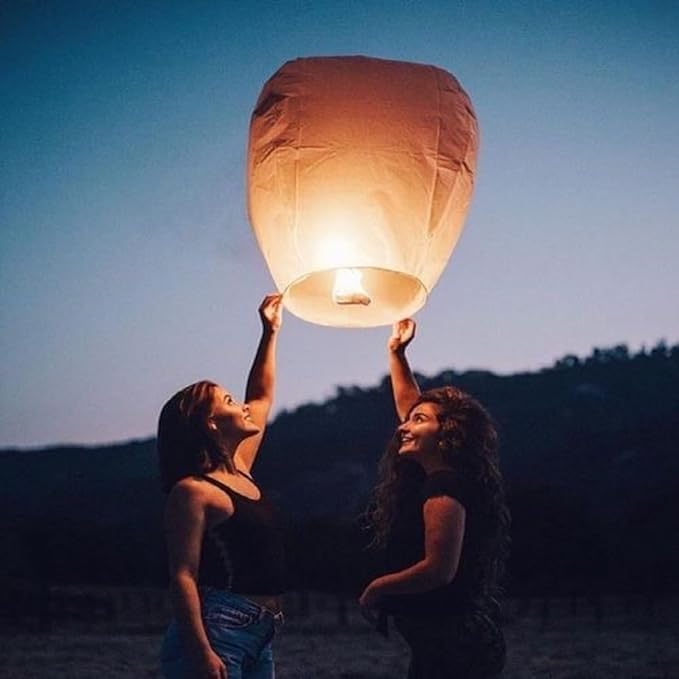 JAICRAFTPUR Sky LanternsCandle Hot Air Balloon for Diwali/Marriage/Christmas/New Year/All Festival Multicolor (Pack of 10)