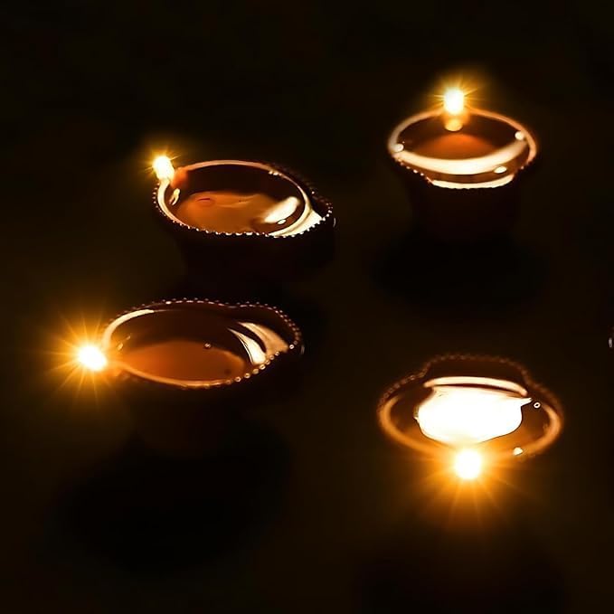 LUXELOOM Water Sensor Electric LED Diyas Plastic Flameless & Smokeless LED Diwali Light Diya Warm Tea Ligth Candles for All Festivals,Christmas,Home Decorators Led Diwali Diya (Pack of 30)