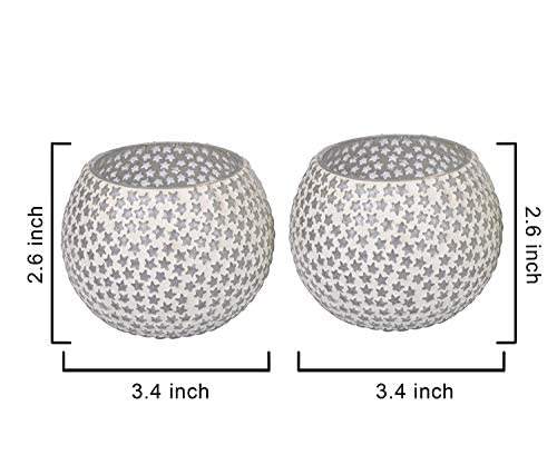 TIED RIBBONS Pack of 2 Turkish Mosaic Glass Votive Tealight Candle Holders - Christmas Decorations Items for Home Table Decor Gifts (Glass) - Christmas Decor - Christmas Gifts