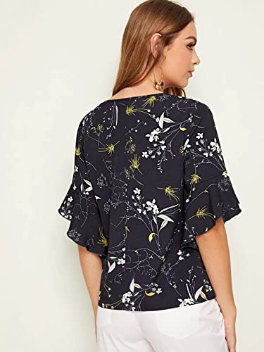 GRECIILOOKS Women's Plain Crepe with Ruffle Sleeve Design on HaGL-Sleeve Top