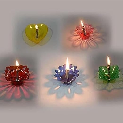 VOXBIT 3D Rangoli Reflective Diya (Set of 12) | 3D Shadow Reflective Diwali Diya | Reusable 2 In1 Deepawali Diya | 3D Multicolour Fancy Diya for Diwali Pooja | Home Decoration