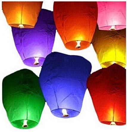 VTFlair Colorful Make A Wish High Flying Sky Ballon Hot Air Lantern with Fuel Wax Candle for Diwali Birthday New Year(Pack of 3 Wishing Balloon)