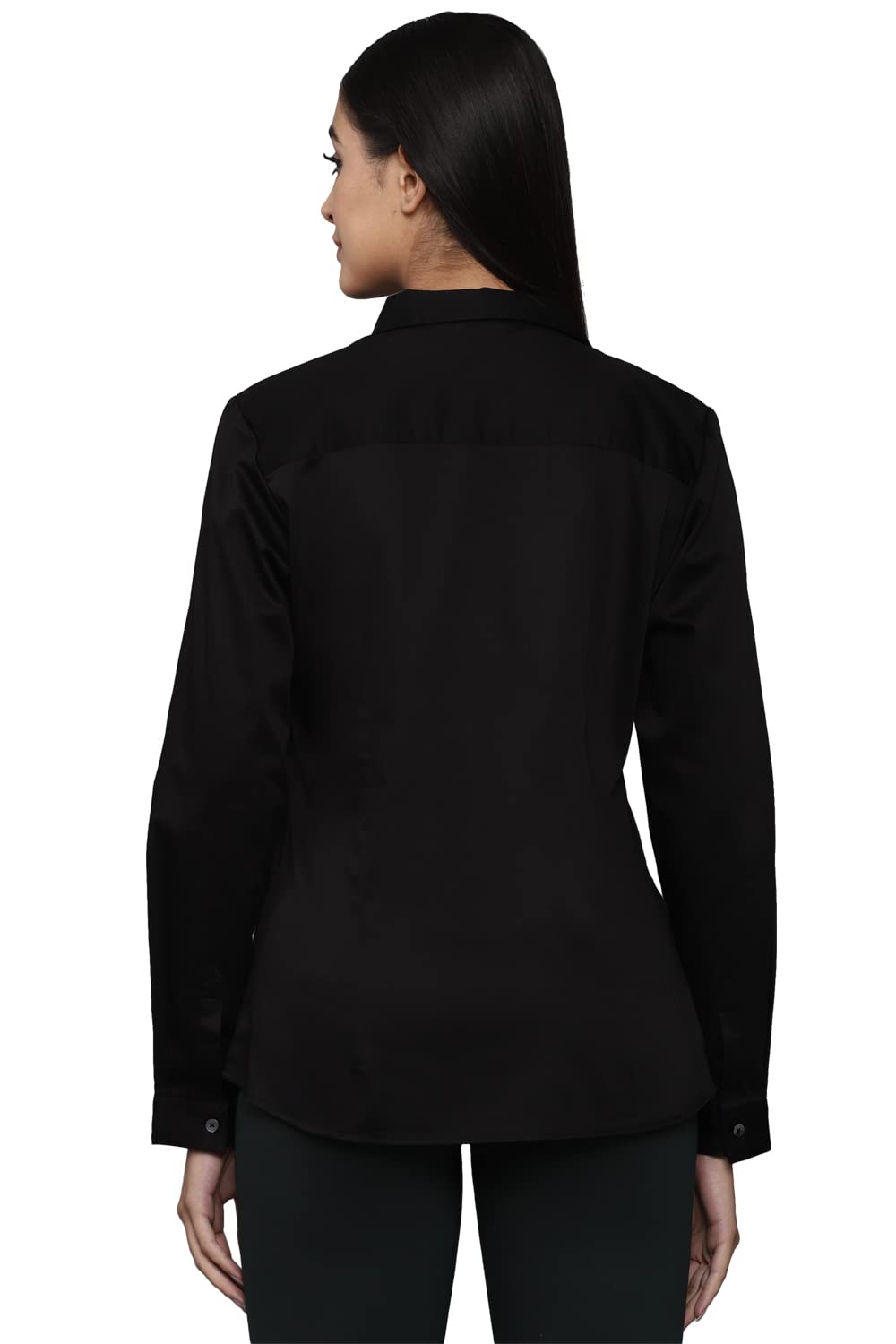 Allen Solly Women's Black Plain Long Sleeve Casual Shirt