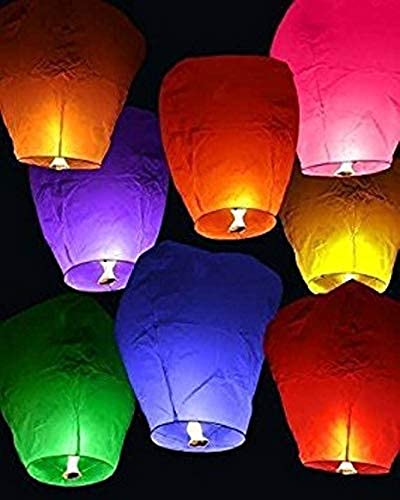 STYLISTY IND Sky Lanterns Hot Air Balloon for Diwali Events New Year (Mix Colour) -(Pack of 10) Flying Sky Light Lanterns Air Hot Balloon (RN-09)