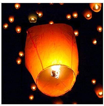 VTFlair Colorful Make A Wish High Flying Sky Ballon Hot Air Lantern with Fuel Wax Candle for Diwali Birthday New Year(Pack of 3 Wishing Balloon)