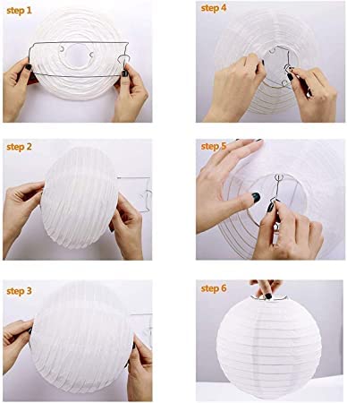 Wagela Round Hanging Ball Paper Hanging Lantern Paper Lamp for Decoration at Diwali Party Birthday Chrismas New Year Multicolor, Multicolor Paper Hanging Lantern (White 10 in_Pack of 5)