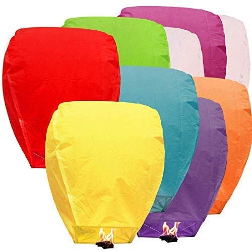 STYLISTY IND Sky Lanterns Hot Air Balloon for Diwali Events New Year (Mix Colour) -(Pack of 10) Flying Sky Light Lanterns Air Hot Balloon (RN-09)