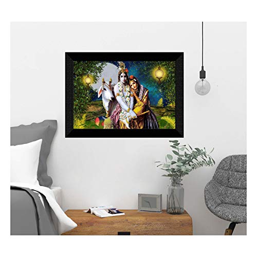 SAF Radha Krishna Modern Art UV Textured Home Decorative Gift Item Large Framed Painting 20 Inch X 14 Inch PHM30310