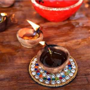 Pure Source India Natural Clay Traditional Diwali Ke Diye | Earthen Clay Diya | Mitti Ka Diva | Diyas for Pooja | Multipurpose Diya | Pooja Items (Set of 24)