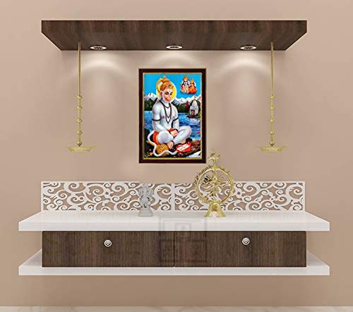 SAF Lord Hanuman Ji Sparkle Coated Digital Reprint Painting (13.25 inch x 9.25 inch) SANFR3304(Multicolour,Religion)
