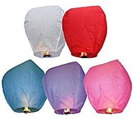 EVOLON DEALS Colorful Make A Wish High Flying Sky Ballon Hot Air Lantern with Fuel Wax Candle Pack of 4 PEC