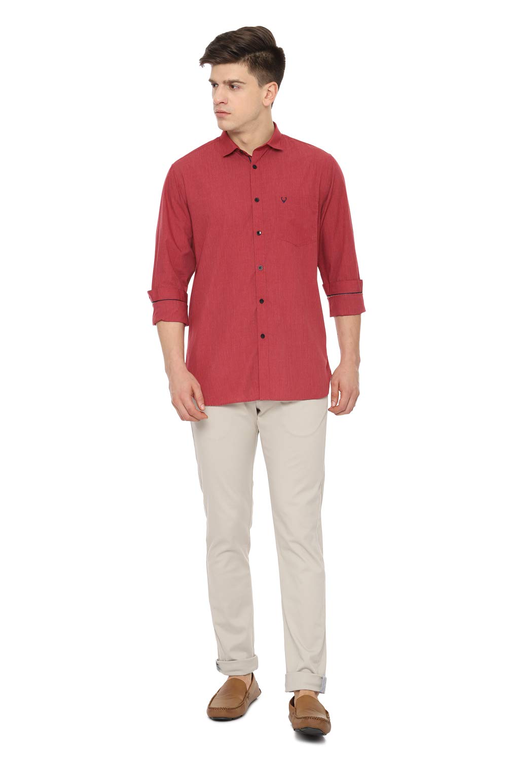 Allen Solly Mens Slim Collar Slub Shirt