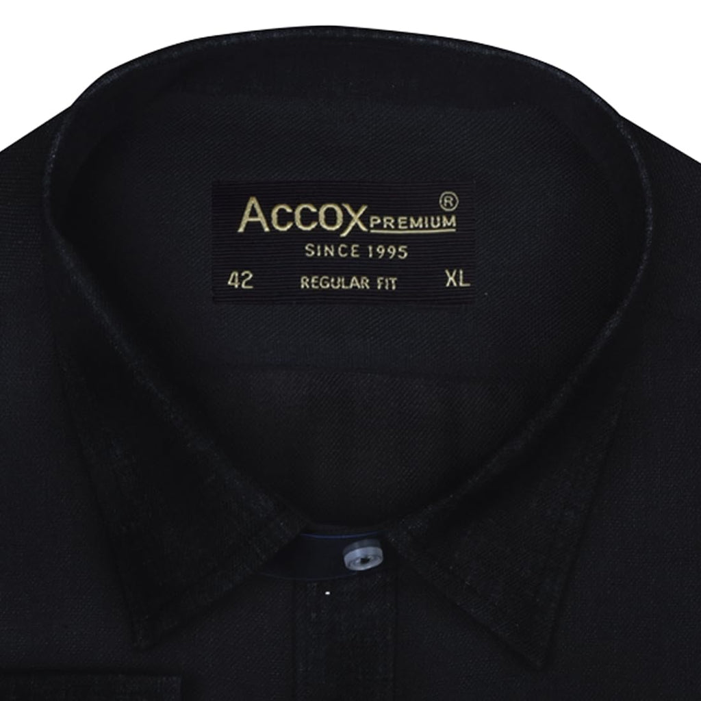 ACCOX Men's Breathable Cotton Linen Full Long Sleeves Plain Regular Fit Formal Shirt for Men (GCR375)