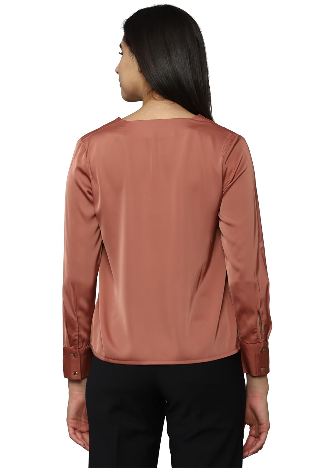 Allen Solly Women's Brown Plain Long Sleeve Casual Shirt