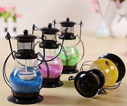 Aura Decor Gel Wax Lantern Hanging Candle | Lalten Gel Filled for Diwali Gift Home Decoration Inside & Outside Use, Multicolor Gel || Home Decor || Anniversary Decoration (7x7x14 CM, Assorted)