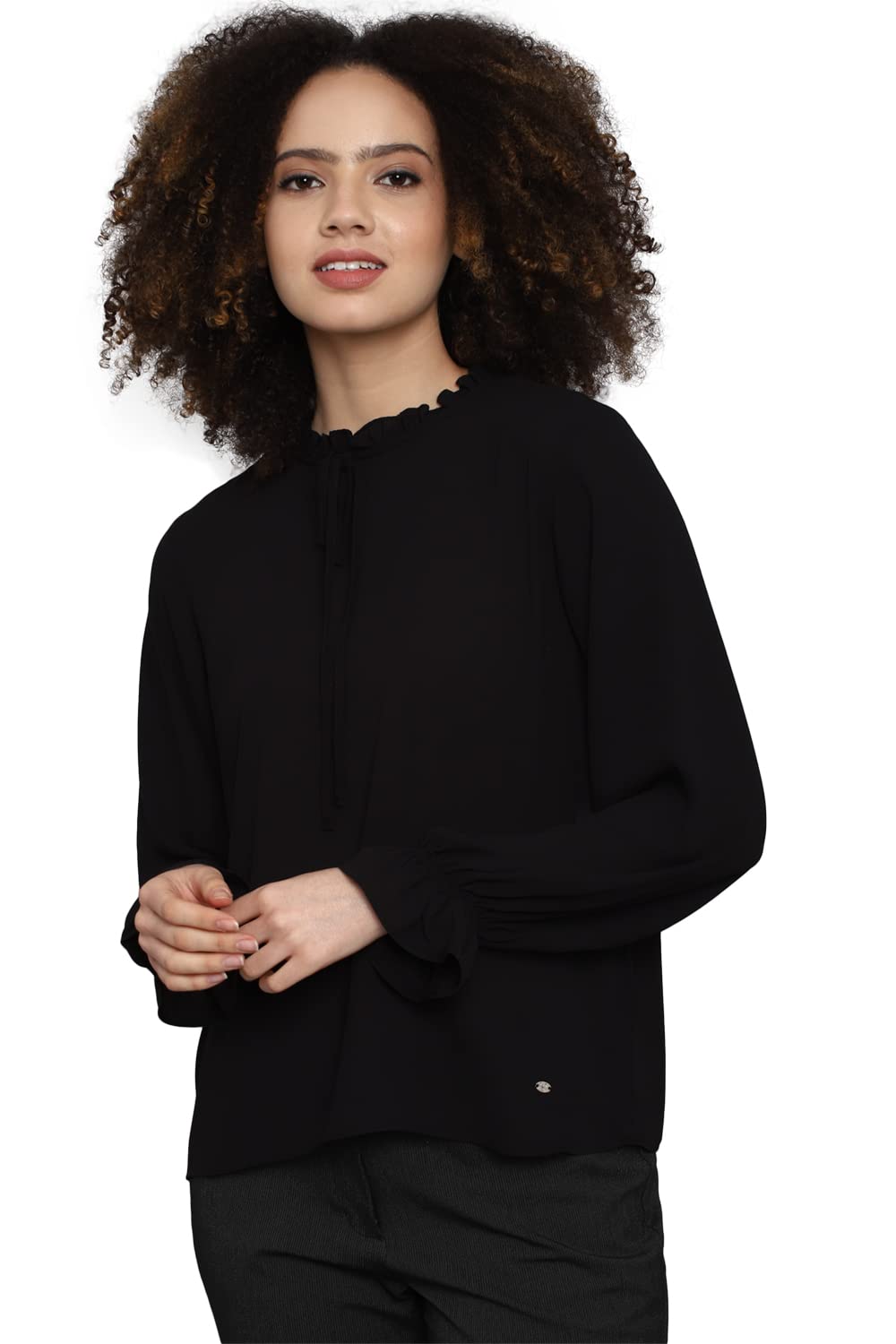 Allen Solly Women's Black Plain Long Sleeve Casual Shirt