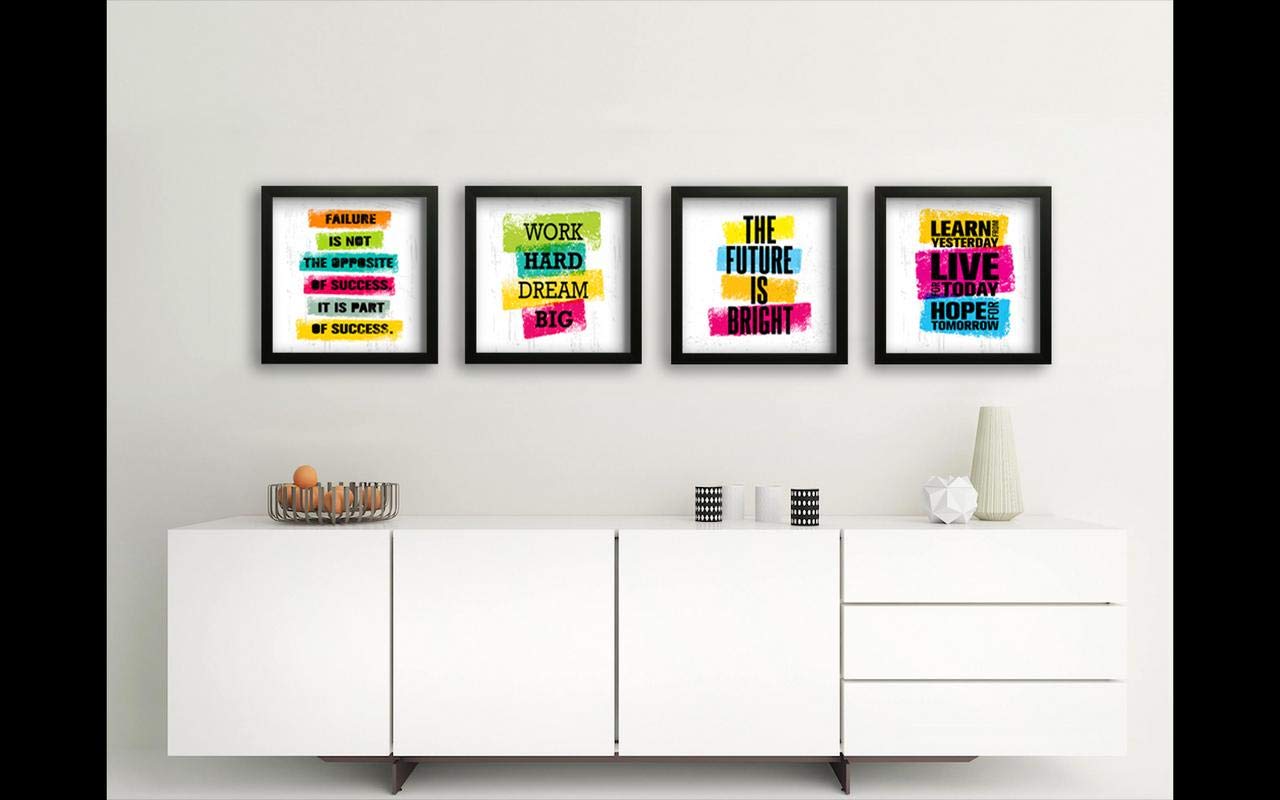 SAF Motivational Quotes Digital Reprint Painting (19 x 19 inch) - Set of 4 SANFSD26N, Multicolor