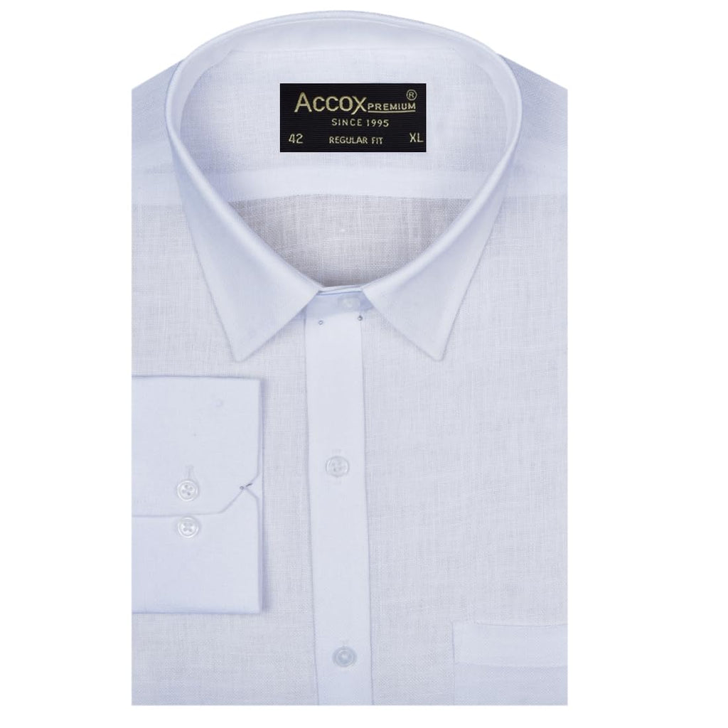 ACCOX Men's Breathable Cotton Linen Full Long Sleeves Plain Regular Fit Formal Shirt for Men (GCR376)