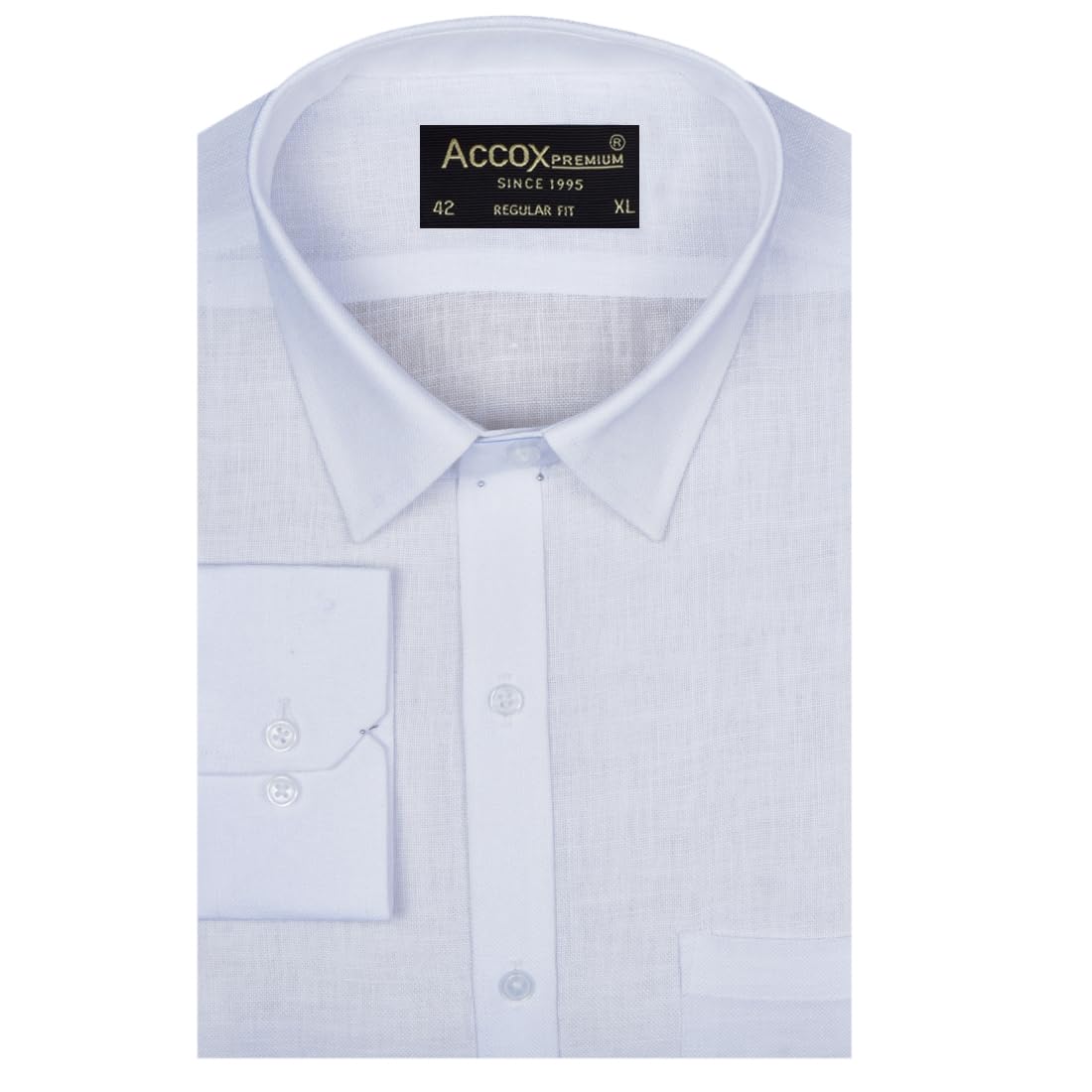 ACCOX Men's Breathable Cotton Linen Full Long Sleeves Plain Regular Fit Formal Shirt for Men (GCR376)