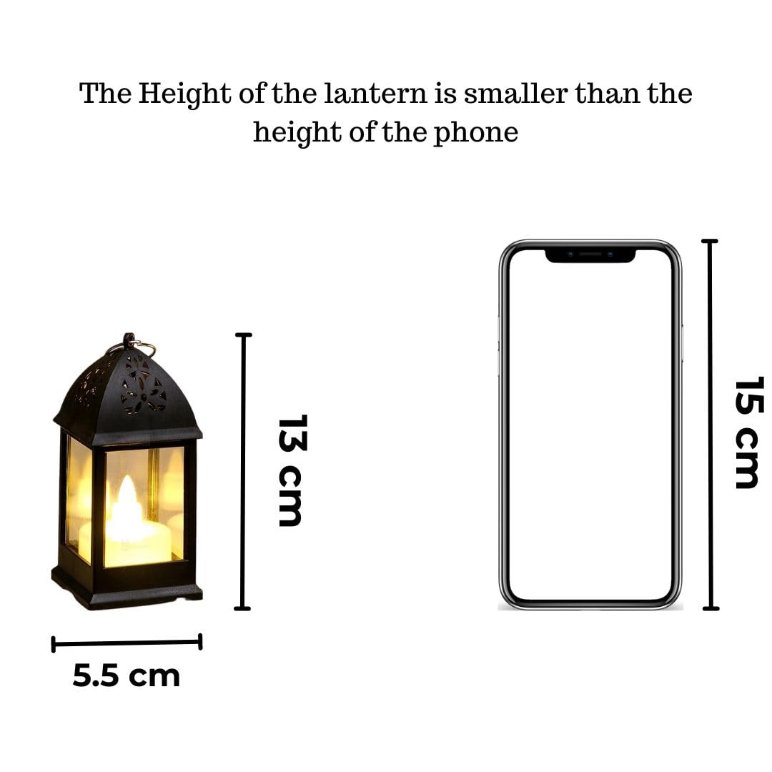 Satyam Kraft 2 Pcs Flameless and Smokeless Acrylic Antique LED Hurricane Lantern Lamp and Wall Hanging for Home, Lobby, Drawing Room, Wall Decor for Diwali Decorations(Yellow)(Pack of 2)