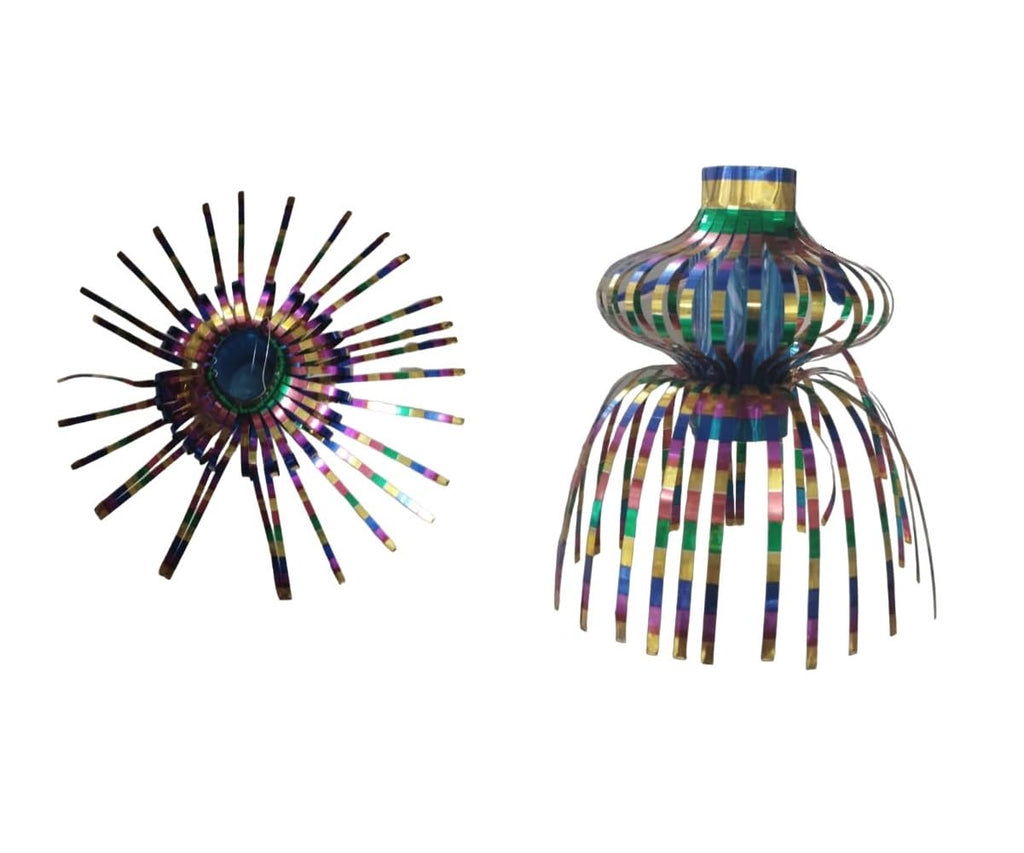 Party Crave Small Multicolor Reusable Metallic Folding Anar Hanging Akash Kandil/Diwali Lanterns for Home/Shop/Office & Many More Decor (Single Dome Folding Anar Kandil, 12pc Packing)