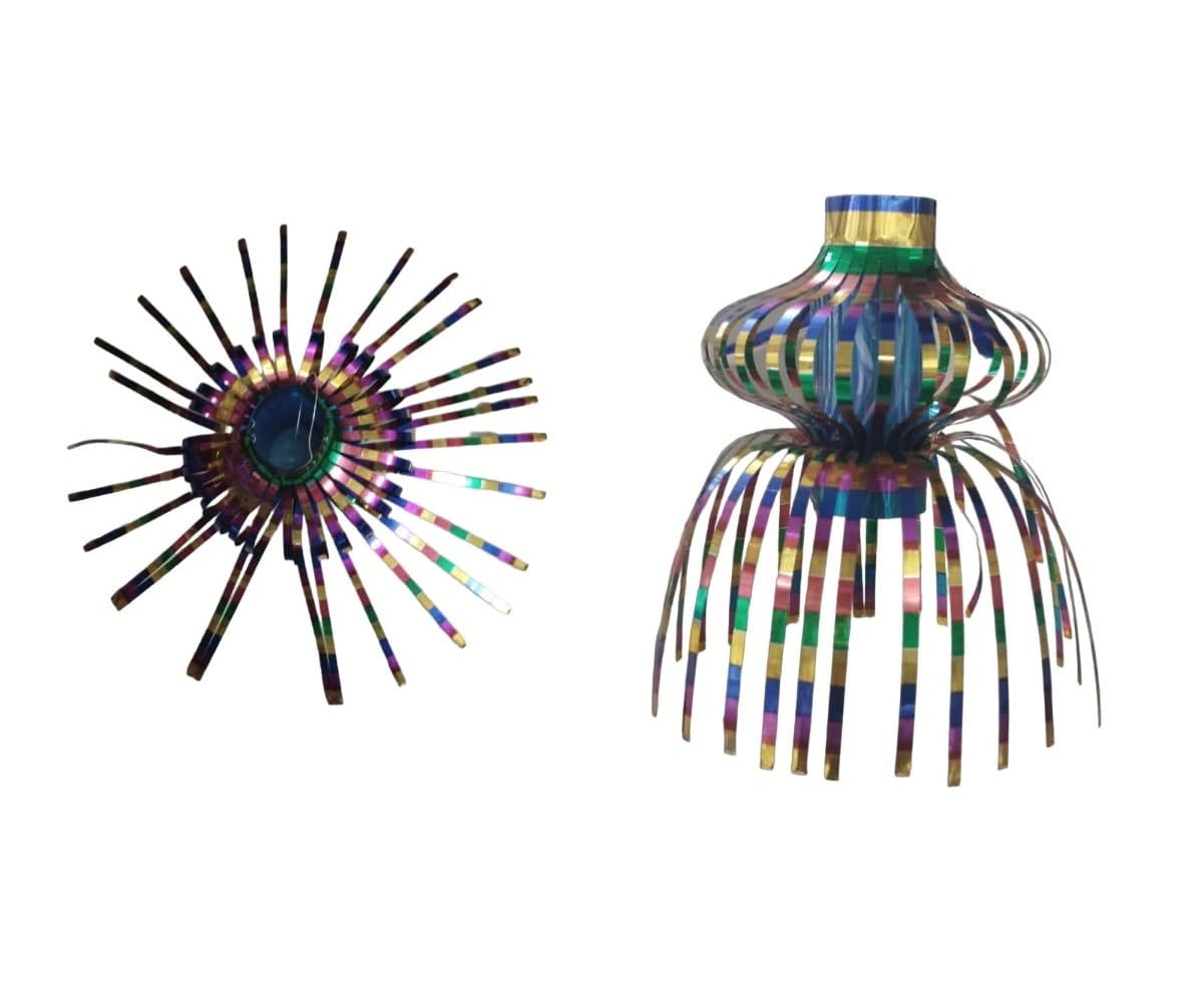 Party Crave Small Multicolor Reusable Metallic Folding Anar Hanging Akash Kandil/Diwali Lanterns for Home/Shop/Office & Many More Decor (Single Dome Folding Anar Kandil, 12pc Packing)