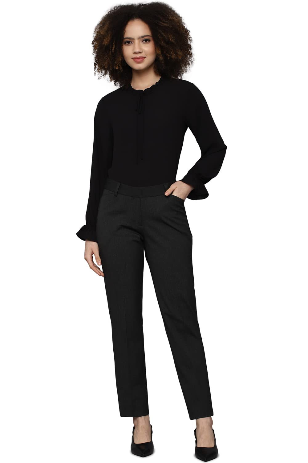 Allen Solly Women's Black Plain Long Sleeve Casual Shirt