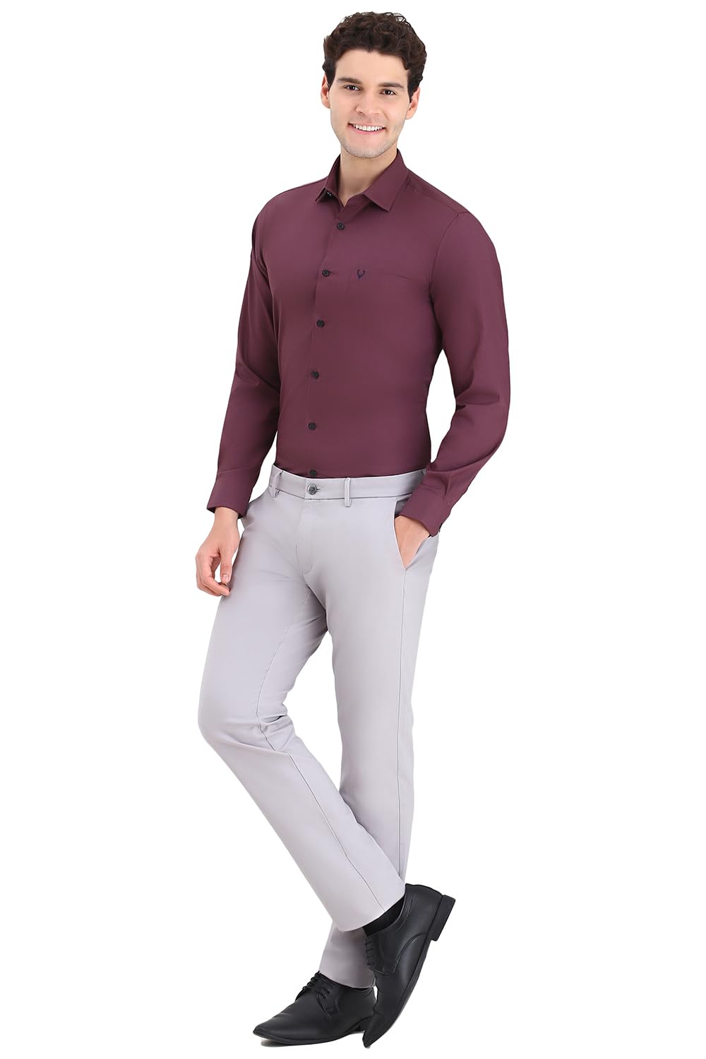 Men Maroon Slim Fit Solid Full Sleeves Formal Shirts