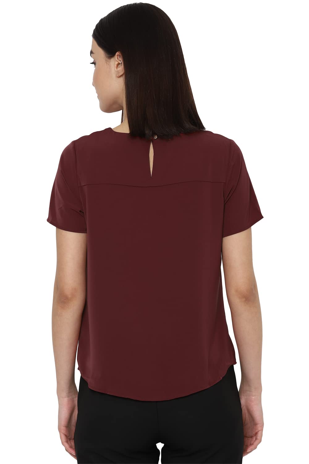 Allen Solly Women's Red Plain Half Sleeve Blouse