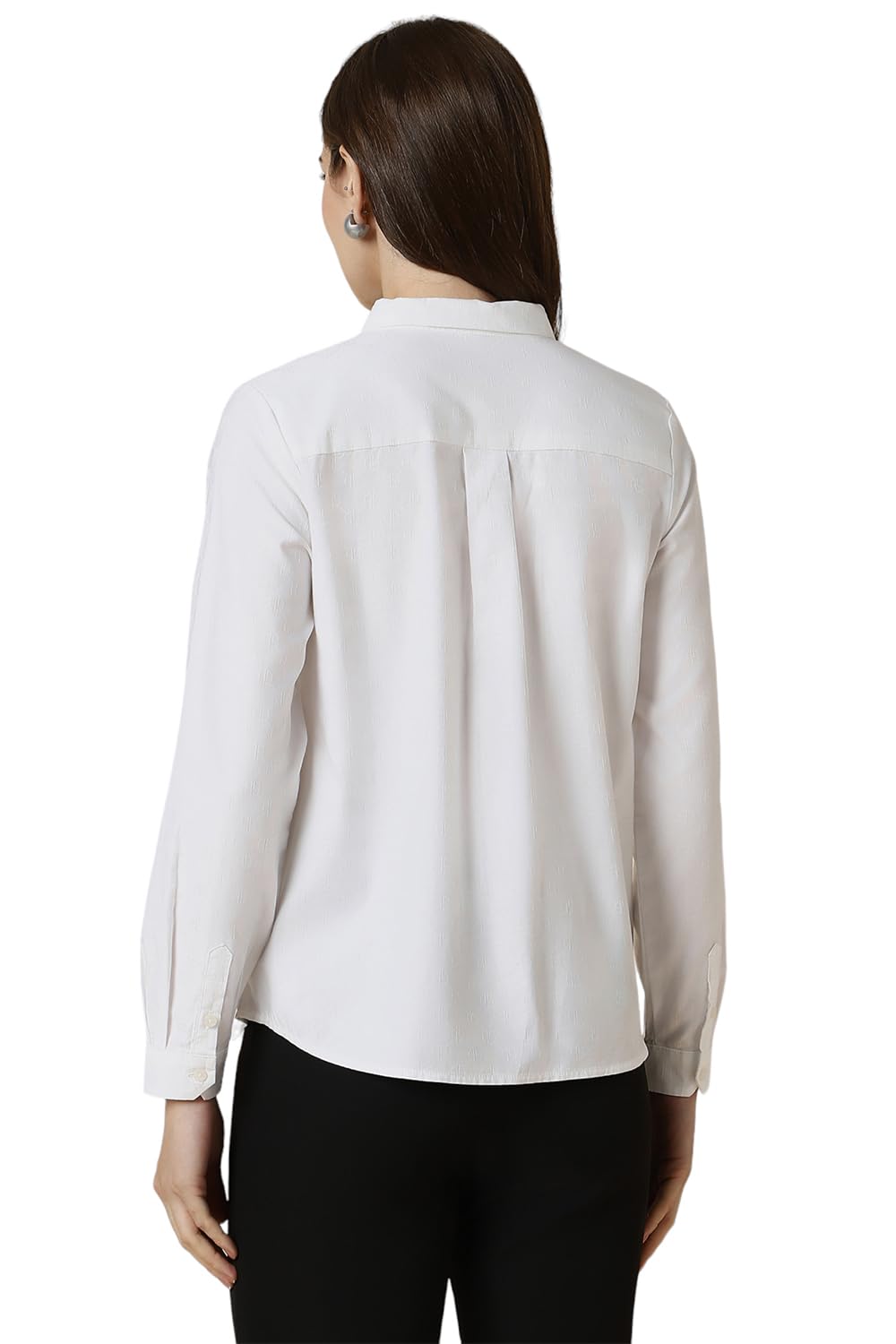 Allen Solly Women's White Plain Long Sleeve Formal Shirt