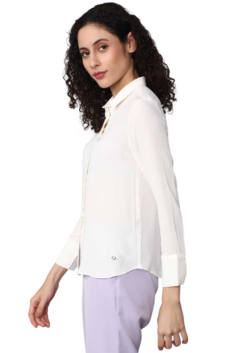 Allen Solly Women's White Plain Long Sleeve Casual Shirt