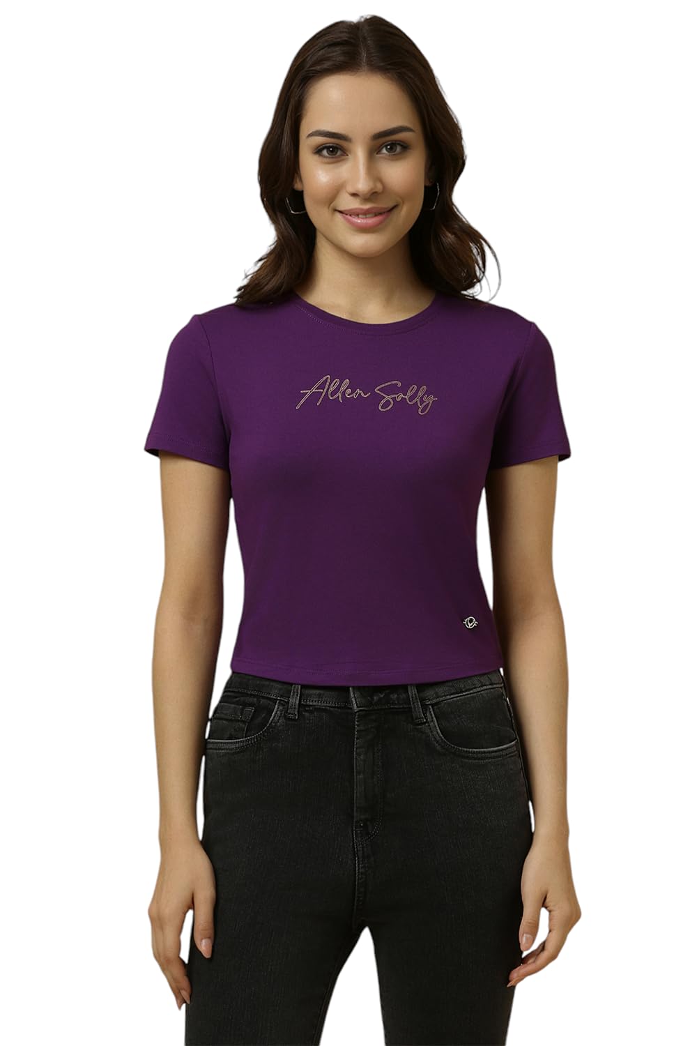 Allen Solly Women's Purple Printed Half Sleeve T-Shirt